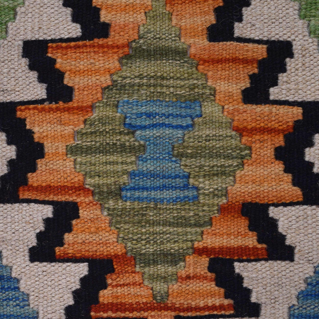 Colorful Flat-Weave Wool Kilim Runner 2' 2"x 6' 5" - No. AL40180