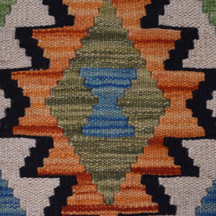 Colorful Flat-Weave Wool Kilim Runner 2' 2"x 6' 5" - No. AL40180