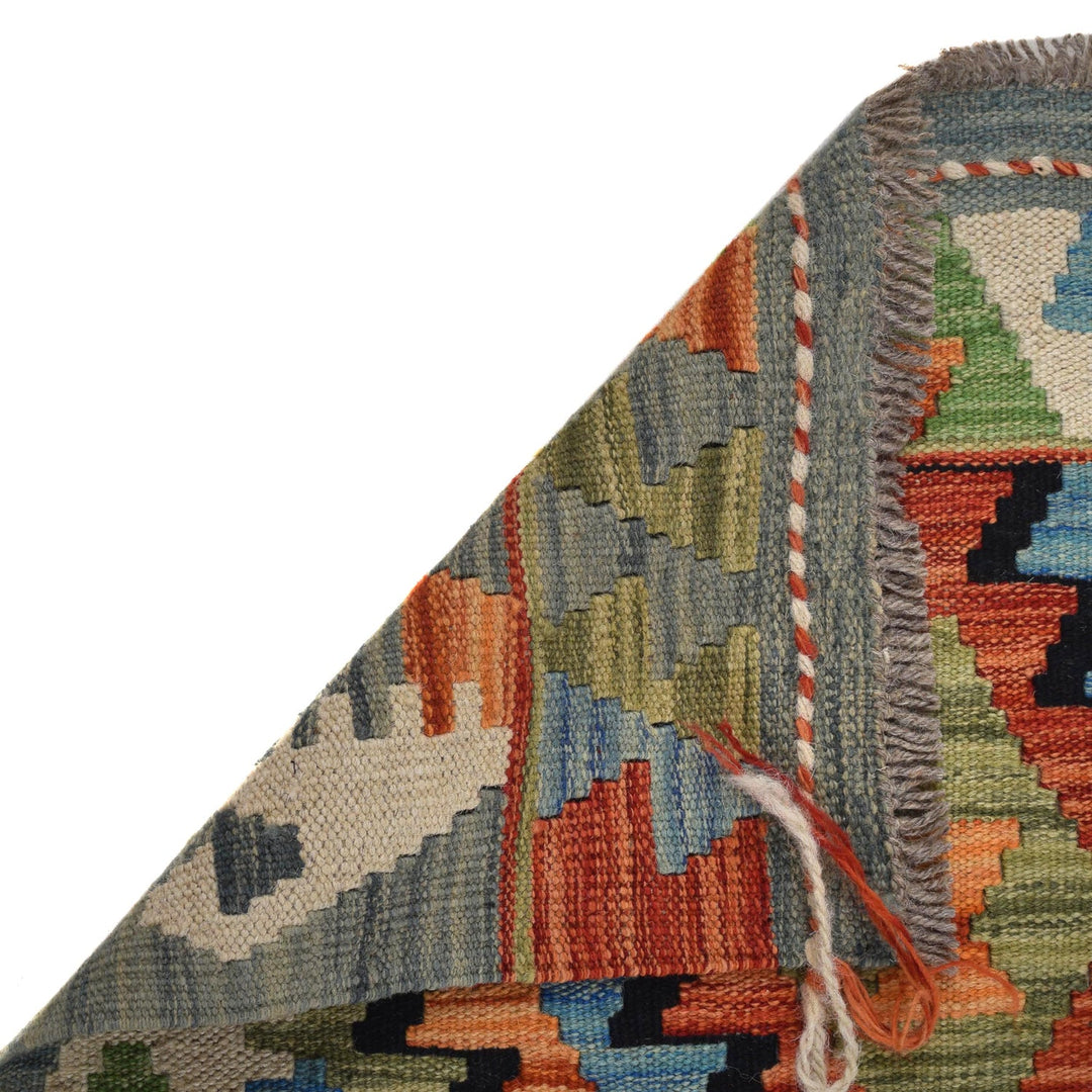 Colorful Flat-Weave Wool Kilim Runner 2' 2"x 6' 5" - No. AL40180