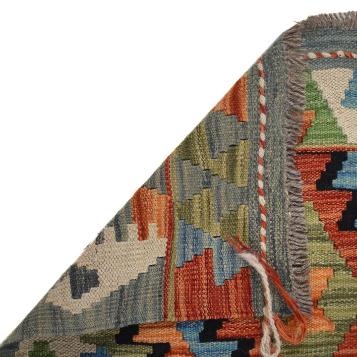 Colorful Flat-Weave Wool Kilim Runner 2' 2"x 6' 5" - No. AL40180