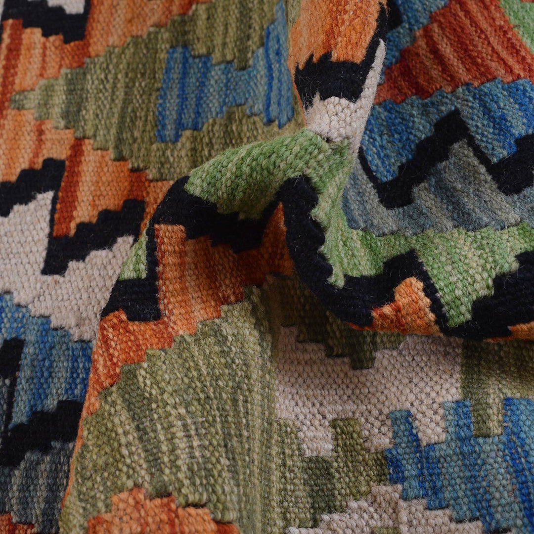 Colorful Flat-Weave Wool Kilim Runner 2' 2"x 6' 5" - No. AL40180