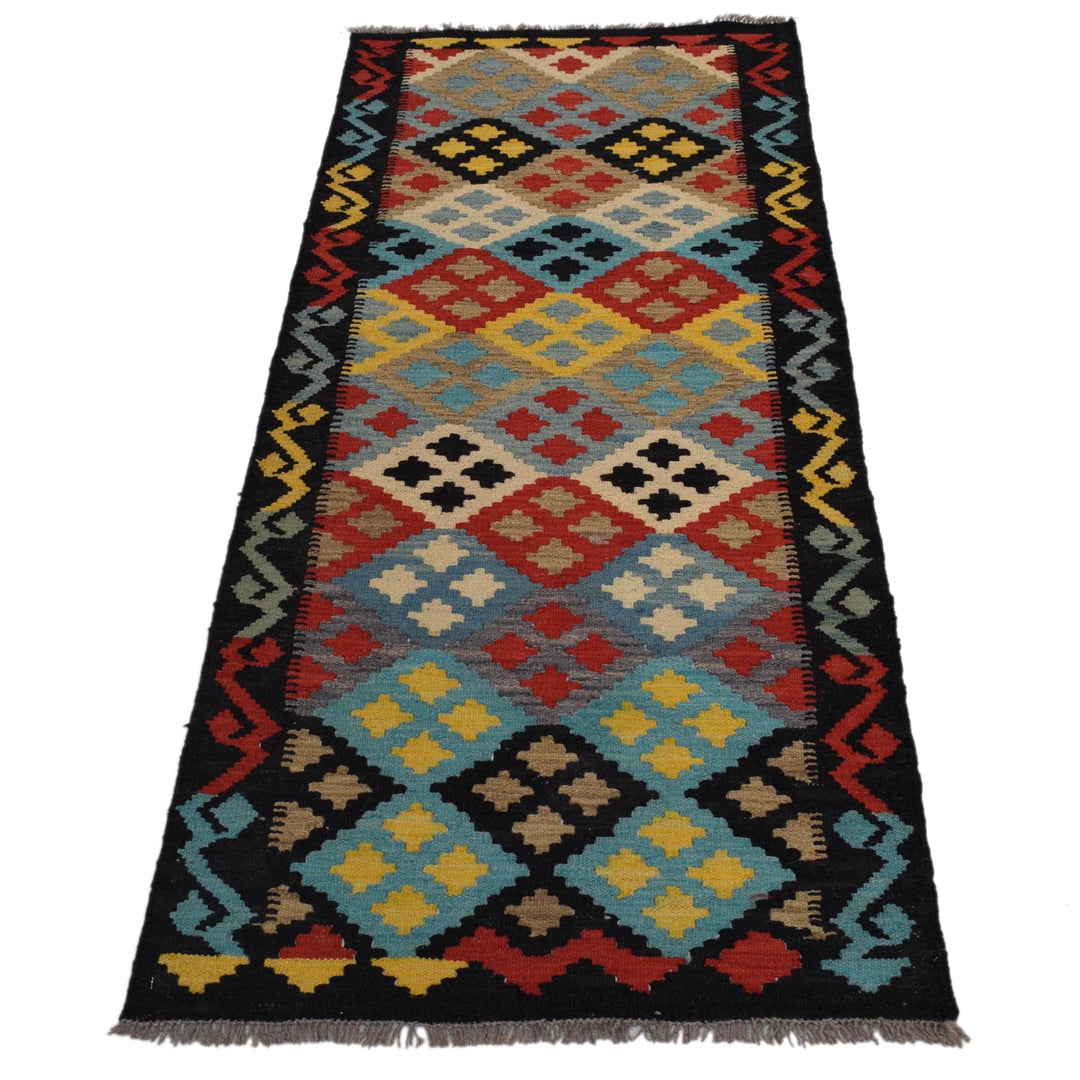 Colorful Flat-Weave Wool Kilim Runner 2' 2"x 6' 6" - No. AL69462