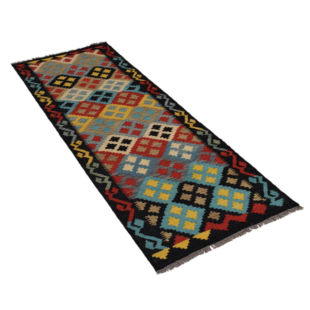 Colorful Flat-Weave Wool Kilim Runner 2' 2"x 6' 6" - No. AL69462