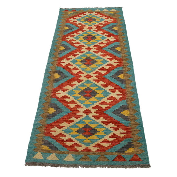 Colorful Flat-Weave Wool Kilim Runner 2' 2"x 6' 7" - No. AL36516