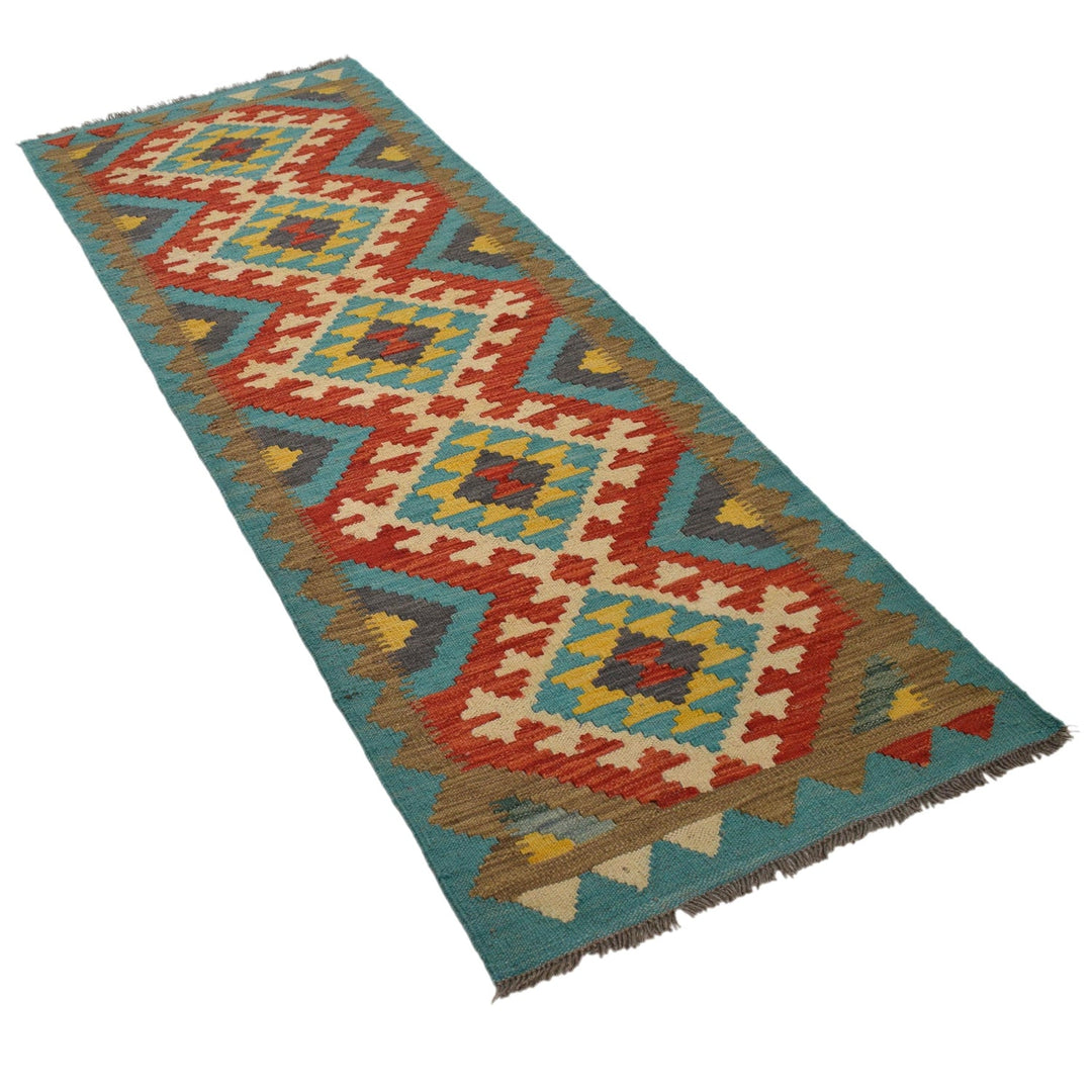 Colorful Flat-Weave Wool Kilim Runner 2' 2"x 6' 7" - No. AL36516