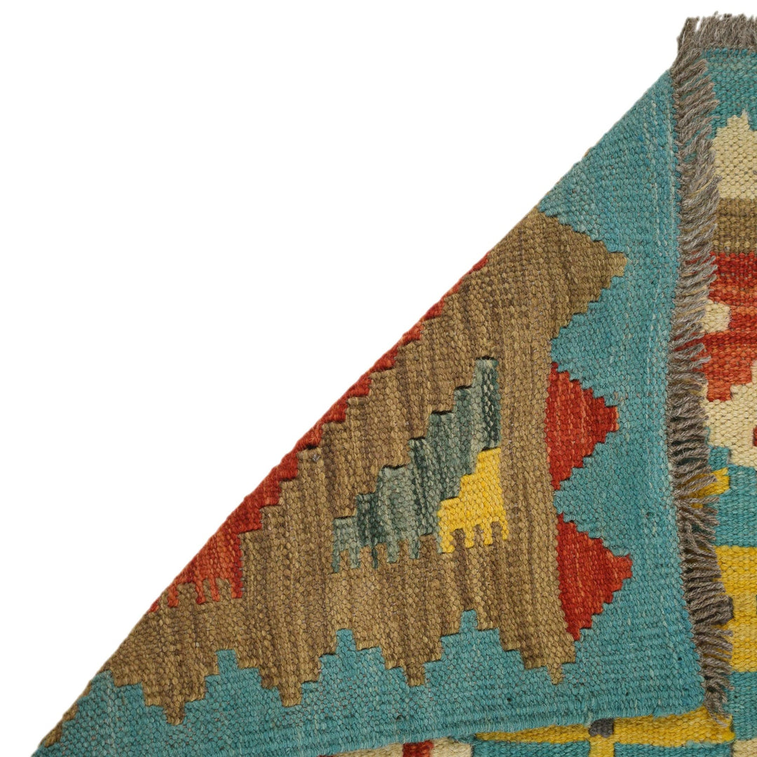 Colorful Flat-Weave Wool Kilim Runner 2' 2"x 6' 7" - No. AL36516
