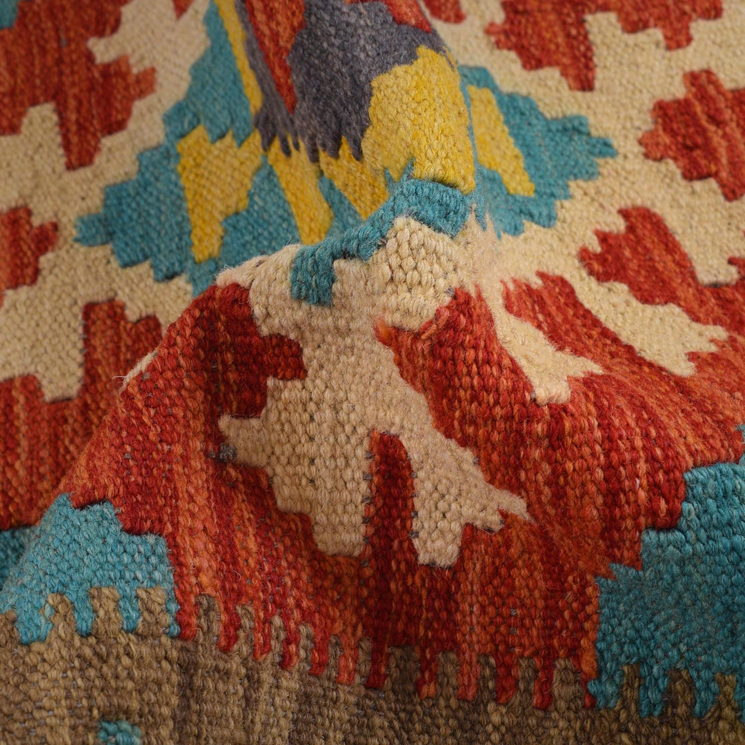 Colorful Flat-Weave Wool Kilim Runner 2' 2"x 6' 7" - No. AL36516