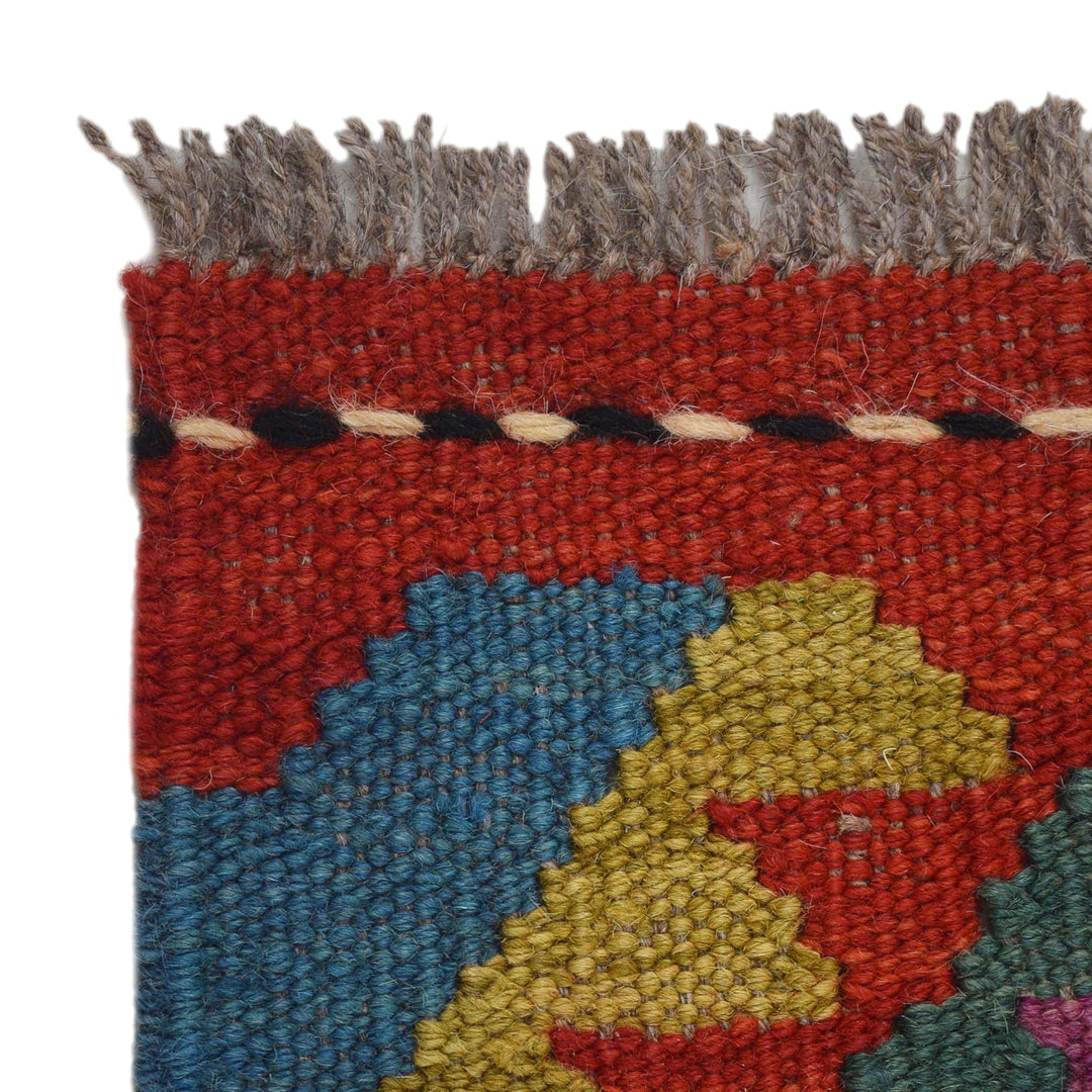 Colorful Flat-Weave Wool Kilim Runner 2' 2"x 6' 7" - No. AL32671