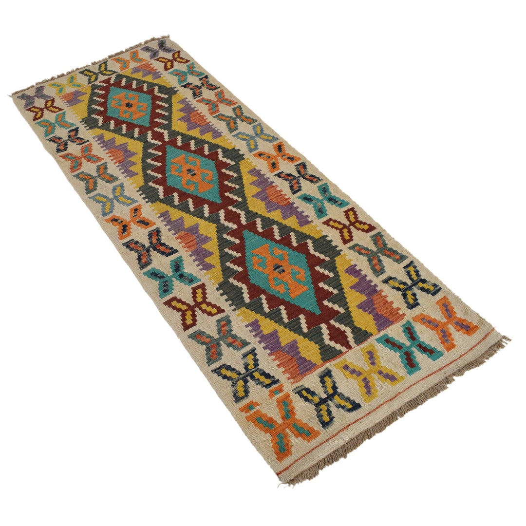 Colorful Flat-Weave Wool Kilim Runner 2' 2" x 5' 9" - No. AL51061