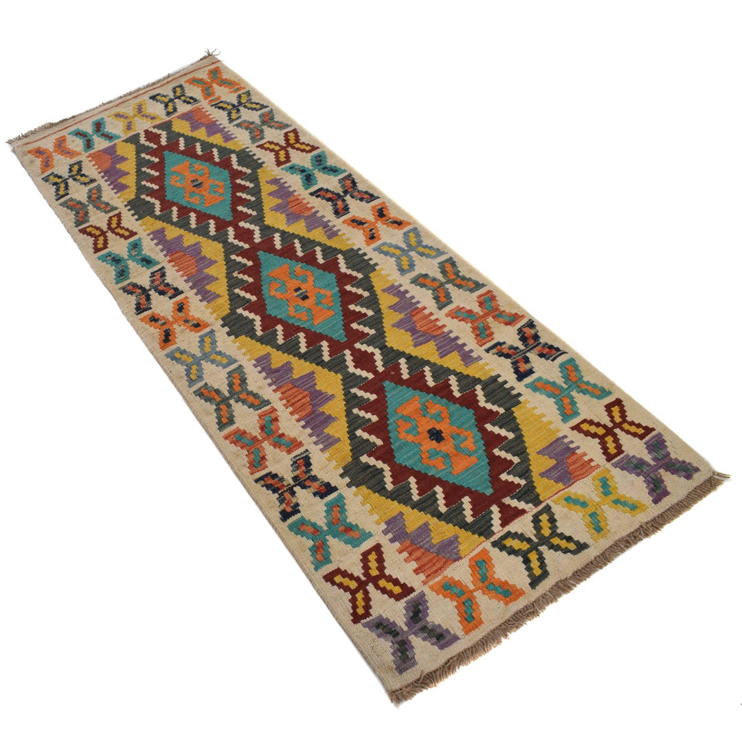 Colorful Flat-Weave Wool Kilim Runner 2' 2" x 5' 9" - No. AL51061