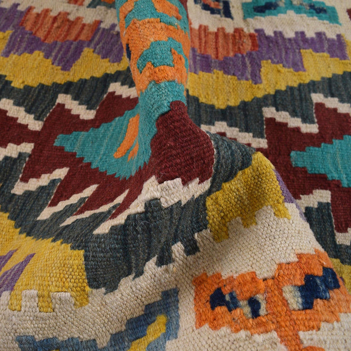 Colorful Flat-Weave Wool Kilim Runner 2' 2" x 5' 9" - No. AL51061