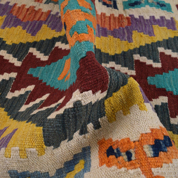 Colorful Flat-Weave Wool Kilim Runner 2' 2" x 5' 9" - No. AL51061
