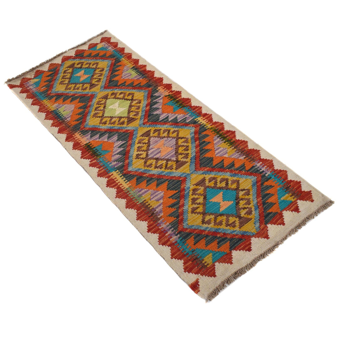 Hand Made Afghan Kilim Runner 1' 10" x 4' 3" - No. AL35056