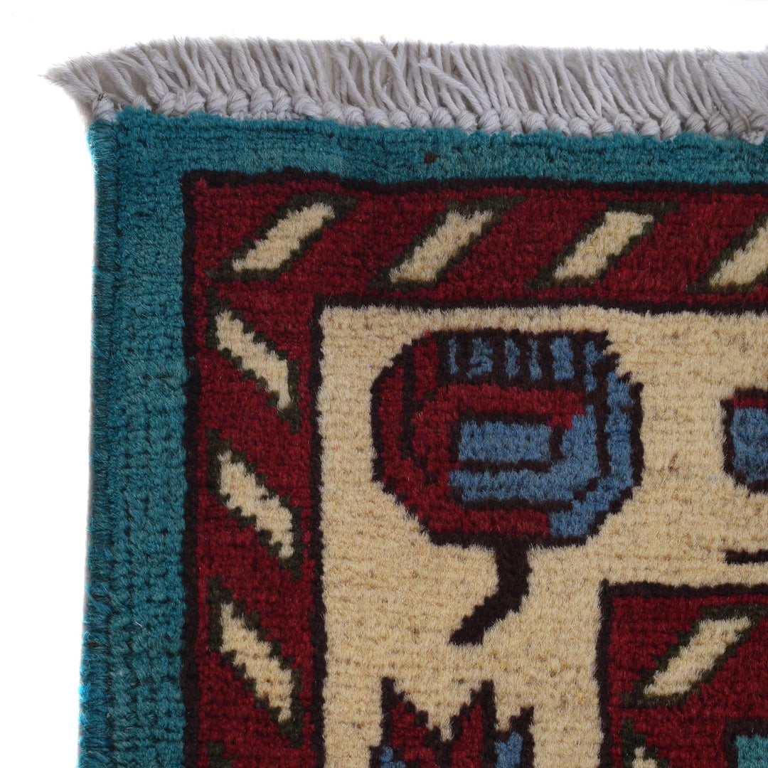 Blue Afghan War Rug 4' 2" x 5' 11" Hand-Knotted view