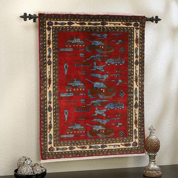 Handcrafted Afghan War Rug 3' 4" x 4' 9" - No. AL75277