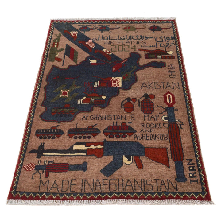 Handmade Afghan War Area Rug 2' 7" x 3' 11" - No. AL22158