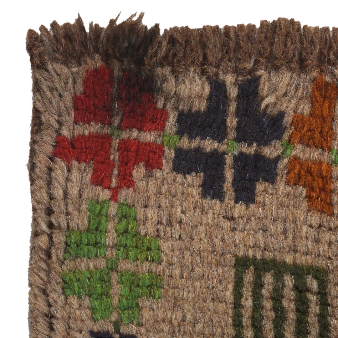Beige Afghan Baluchi Rug 4' 2" x 6' 7" Hand-Knotted field