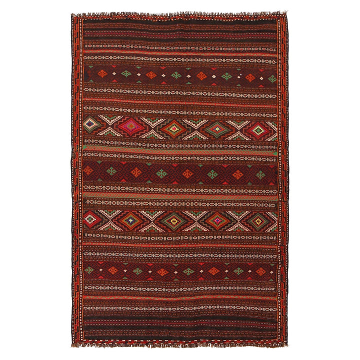 Afghan Kilim Rug 4' 0" x 6' 5" Flat-Weave