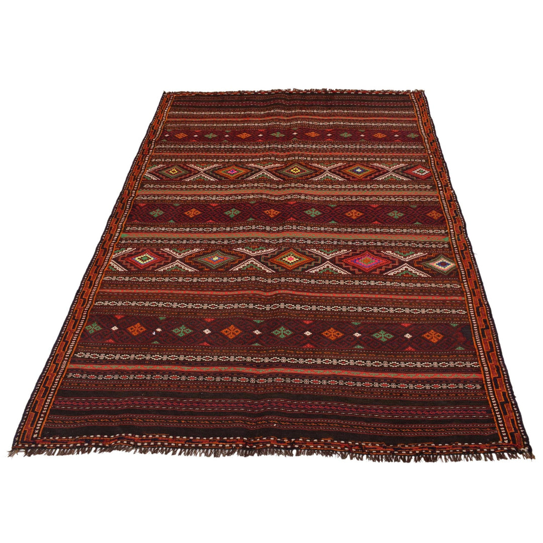 Afghan Kilim Rug 4' 0" x 6' 5" Flat-Weave detail