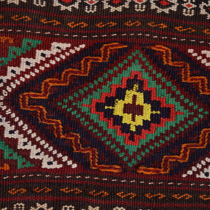 Afghan Laghari Rug 4' 0" x 6' 5" Flat-Weave close-up