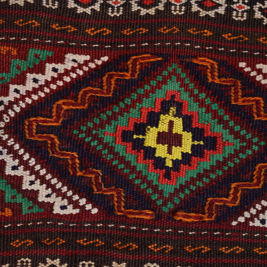 Afghan Kilim Rug 4' 0" x 6' 5" Flat-Weave close-up