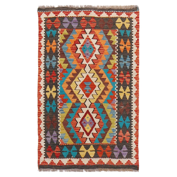 Hand Woven Wool Kelim 2' 7" x 3' 11" - No. AL94948