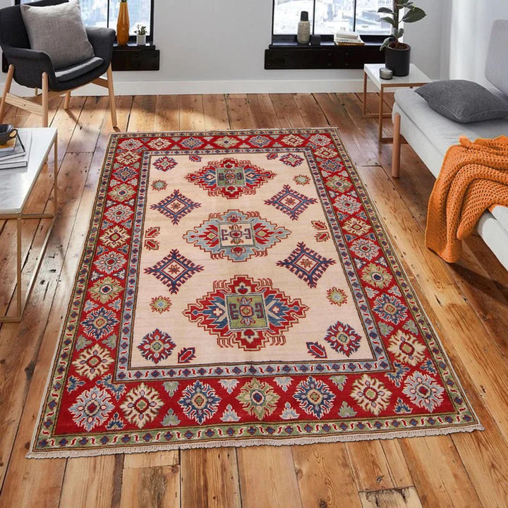 Handmade Kazak Area Rug 4' 0" x 5' 9" - No. AL91843