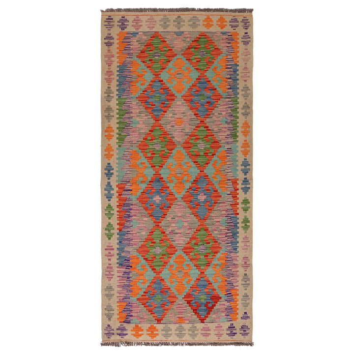 Afghan Vegetable Kilim Rug 2' 11" x 6' 7" Flat-Weave