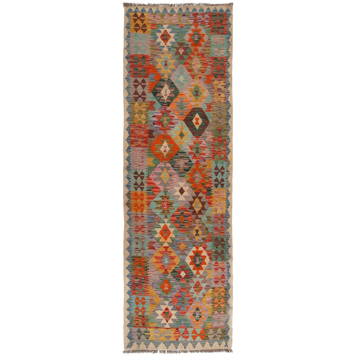 Hand Knotted Afghan Style Kilim Runner 2' 11" x 9' 8" - No. AL87155