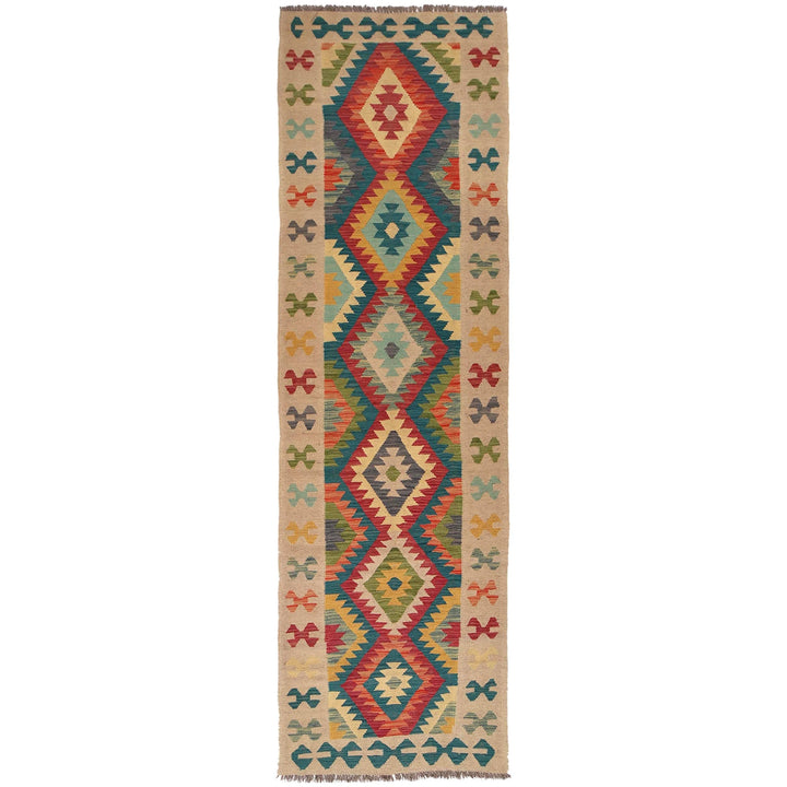 Hand Woven Wool Kelim Runner 2' 9" x 9' 9" - No. AL73198