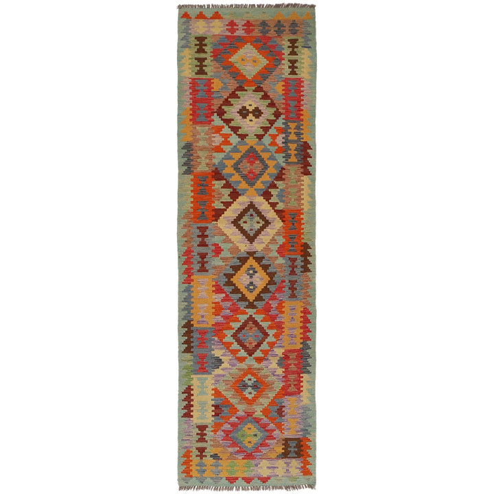 Handmade Turkish Design Wool Kilim Runner 2' 8" x 9' 10" - No. AL33051