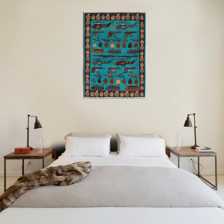 Authentic Afghan War Area Rug 3' 5" x 4' 9" - No. AL61970