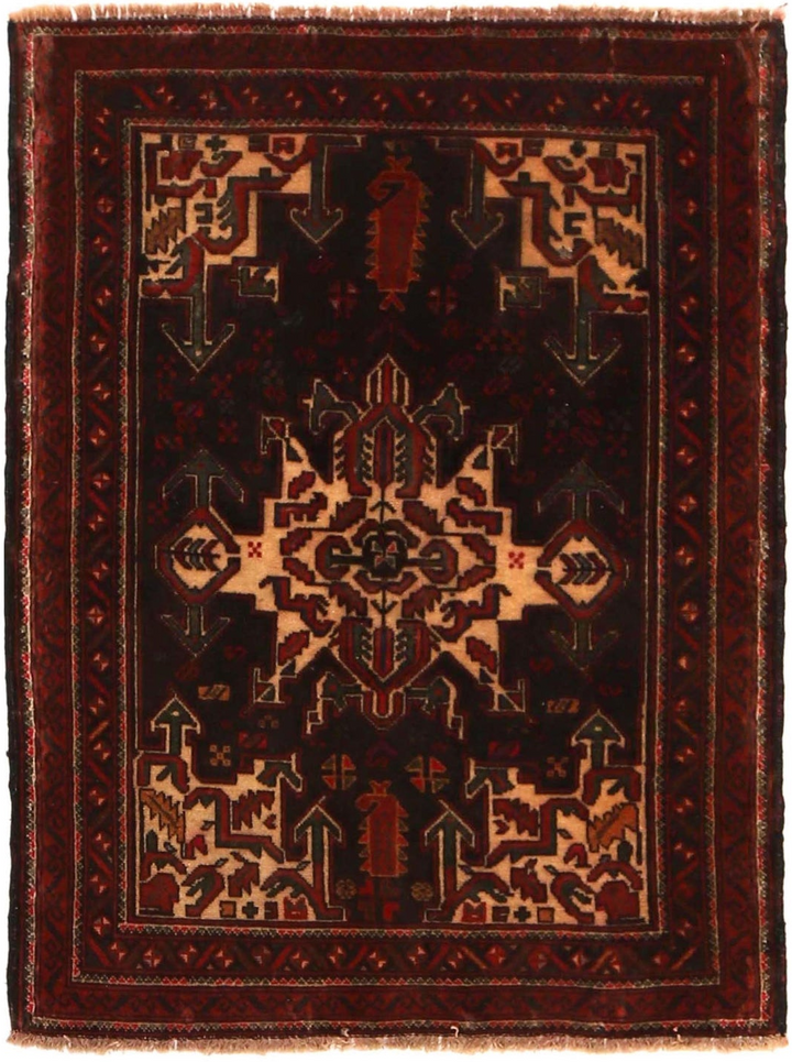 Tribal Baloch Rug 2' 10" x 3' 10" - No. AL38374