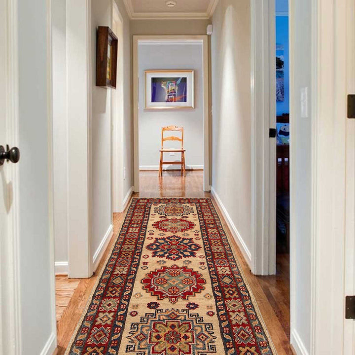 Hand Knotted Kazak Oriental Runner Rug 2' 1" x 6' 2" - No. AL62211