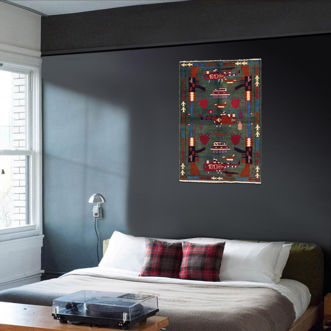 Authentic Afghan War Area Rug 4' 0" x 5' 9" - No. AL83128