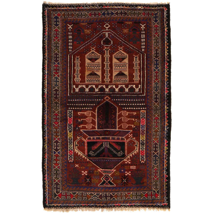 Afghan Prayer Rug 2' 8" x 4' 4" Hand-Knotted | No. AL63677