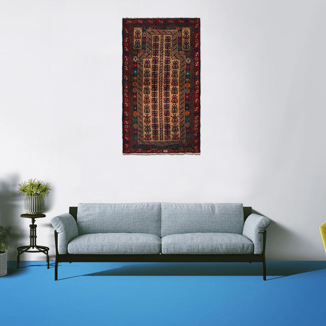 Afghan Prayer Rug 2' 8" x 4' 8" Hand-Knotted view 9