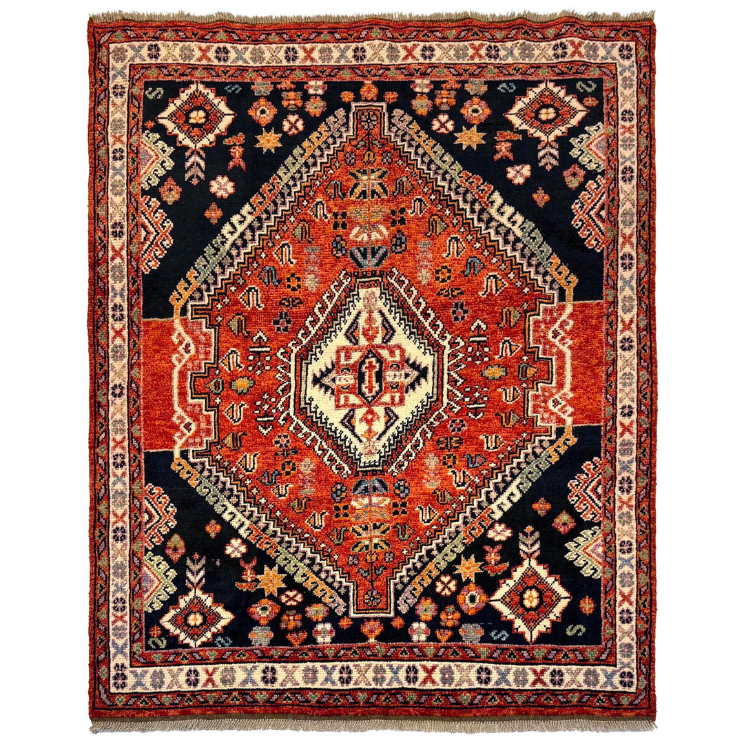 Shiraz Rug 5' 0" x 6' 3" Hand-Knotted