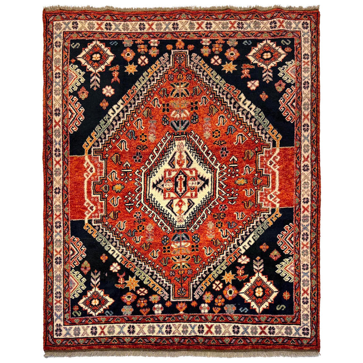 Shiraz Rug 5' 0" x 6' 3" Hand-Knotted