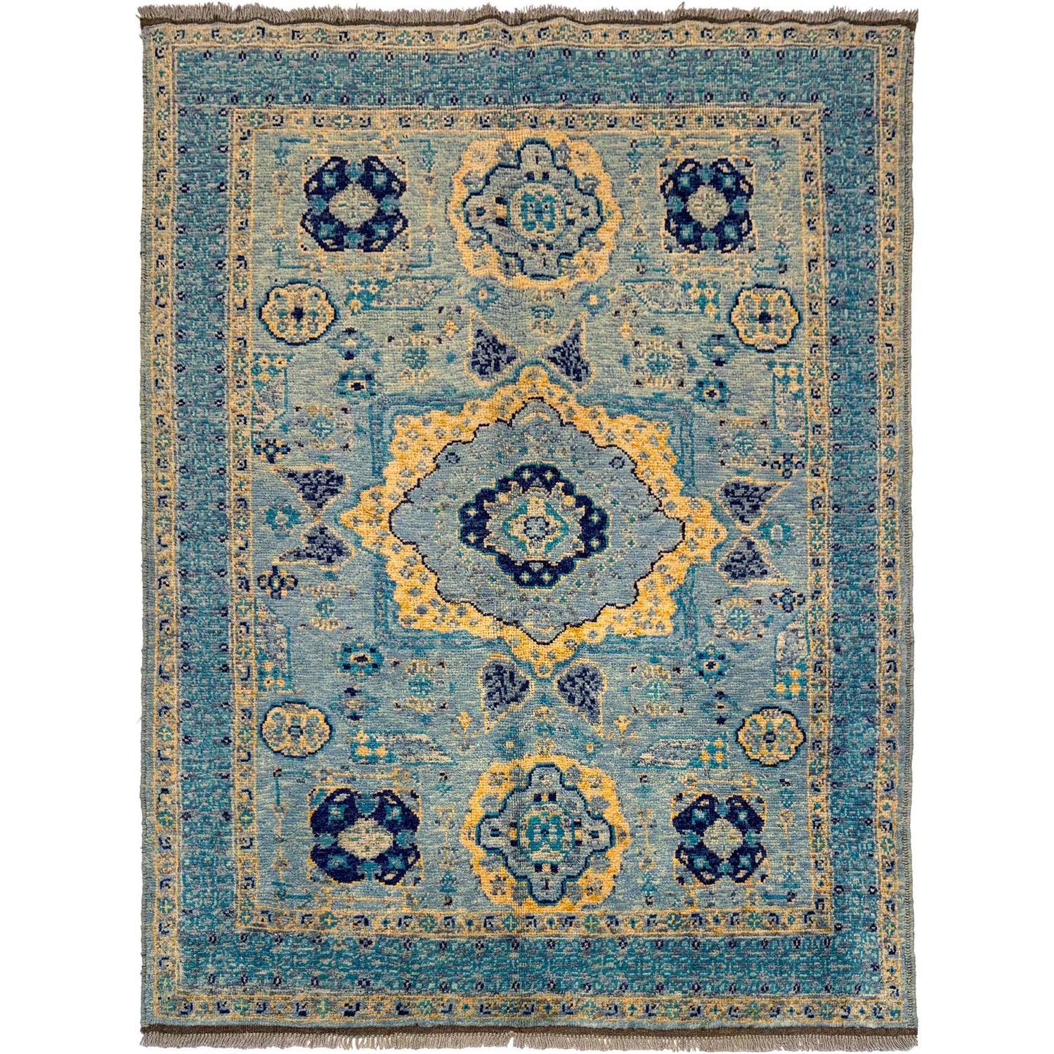 Blue Afghan Mamluk Rug 4' 8