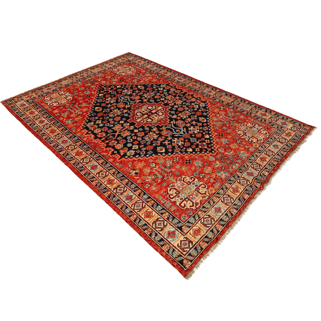Red Afghan Shirazi Rug 6'8" x 9'9" Hand-Knotted view
