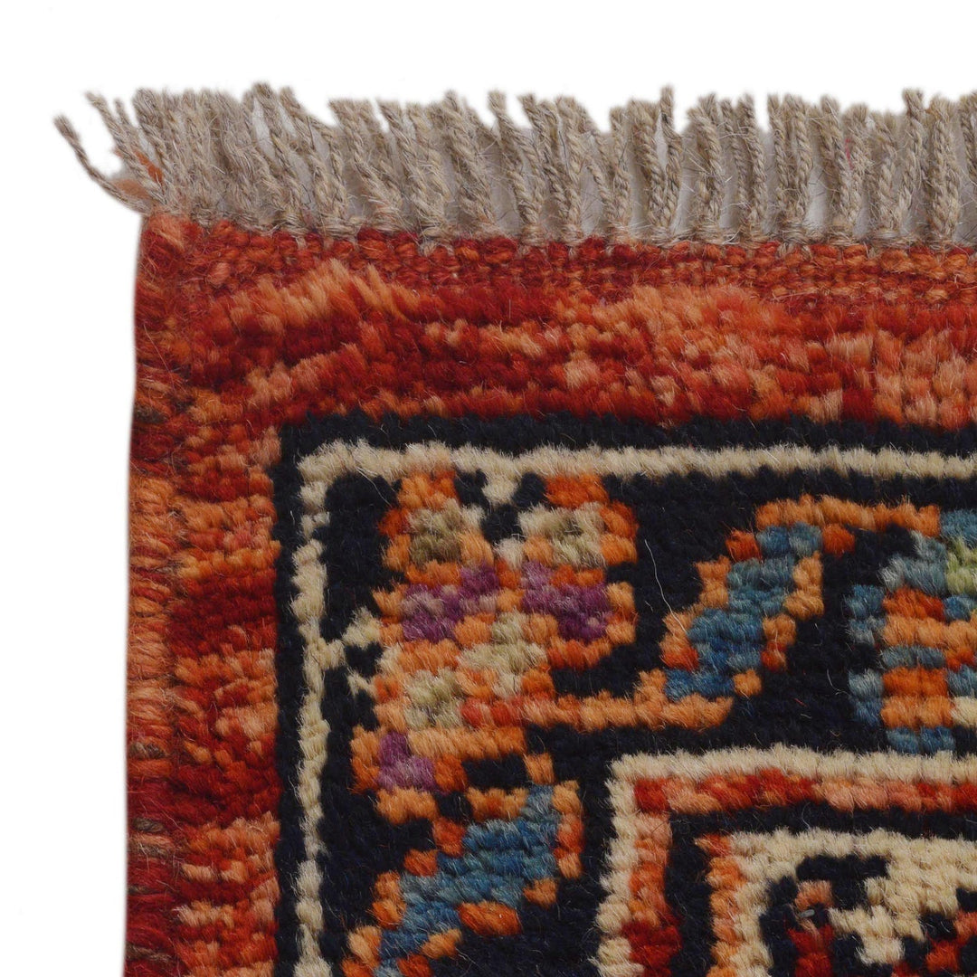 Red Afghan Shirazi Rug 6' 8" x 9' 8" Hand-Knotted pattern