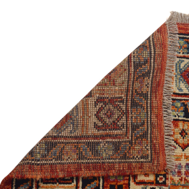 Red Afghan Shirazi Rug 6' 8" x 9' 8" Hand-Knotted field