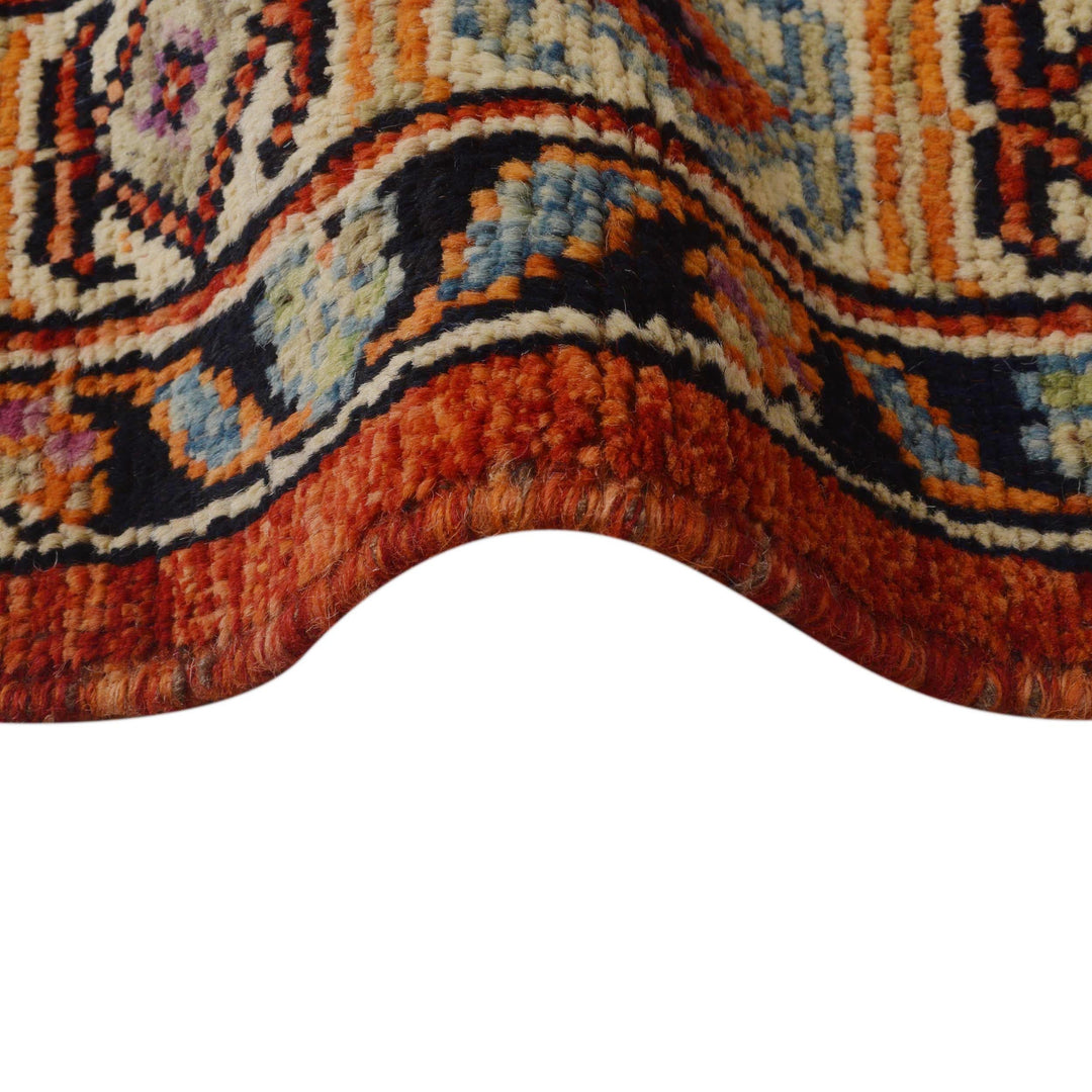 Red Afghan Shirazi Rug 6' 8" x 9' 8" Hand-Knotted texture