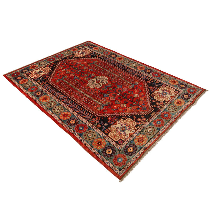 Red Afghan Shirazi Rug 6' 6" x 9' 9" Hand-Knotted view