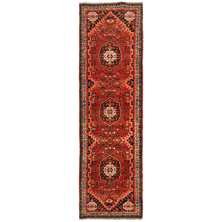 Red Afghan Shirazi Rug 2' 8" x 9' 5" Hand-Knotted