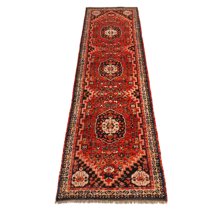 Red Afghan Shirazi Rug 2' 8" x 9' 5" Hand-Knotted detail