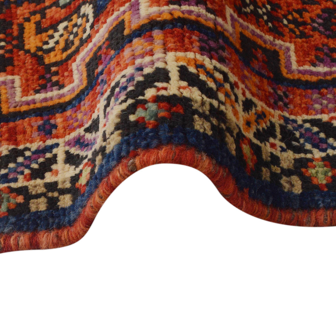 Red Afghan Shirazi Rug 2' 8" x 9' 5" Hand-Knotted texture