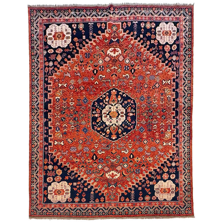 Afghan Shiraz Rug 7' 11" x 9' 9" Hand-Knotted