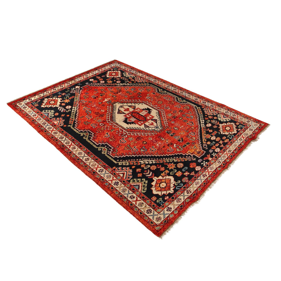 Red Afghan Shirazi Rug 6' 8" x 9' 9" Hand-Knotted view